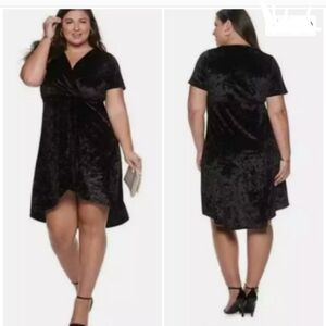 EVRI Elegant Black Velvet High Low Dress